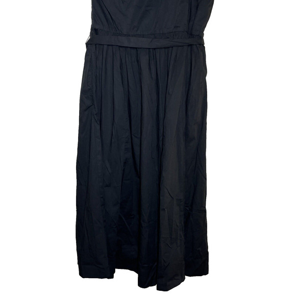J Crew One Shoulder Midi Dress Size 14 Black Ruffle Trim Tie Waist Classic - Picture 6 of 11